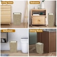 thumbnail image 2 of Boho Trash Can with Lid,2.6Gallon Small Rattan Trash Can with Press Top Lid,Slim Wicker Waste Basket and Hamper 2 In 1 for Bathroom,Seagrass Woven Garbage Can Trash Basket For, 2 of 8