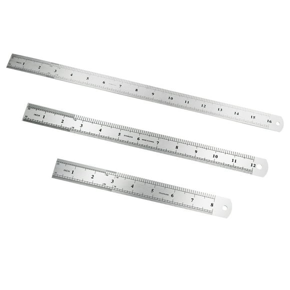 SHISUYAN 3 Stainless Steel Metal Rulers, Double Scales Straight Edge Rulers for Engineering Office School ( 7.9 inch, 11.8 inch and.7 inch )
