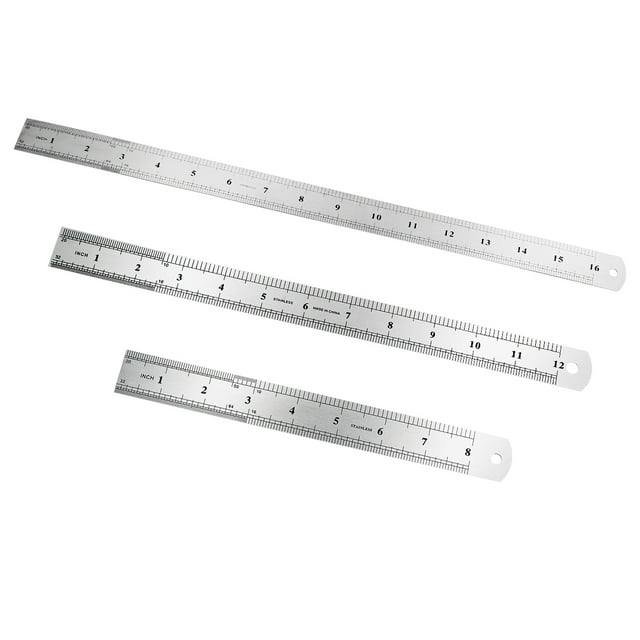 MasteelfCA TOYMYTOY 3Pcs Stainless Steel Ruler Metal Ruler for Engineering School Office Drawing 20cm/30cm/40cm