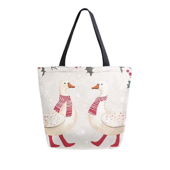 FORMRS Womens Canvas Tote Bag with Zipper Inner Pocket Shoulder Handbag, Winter Geese