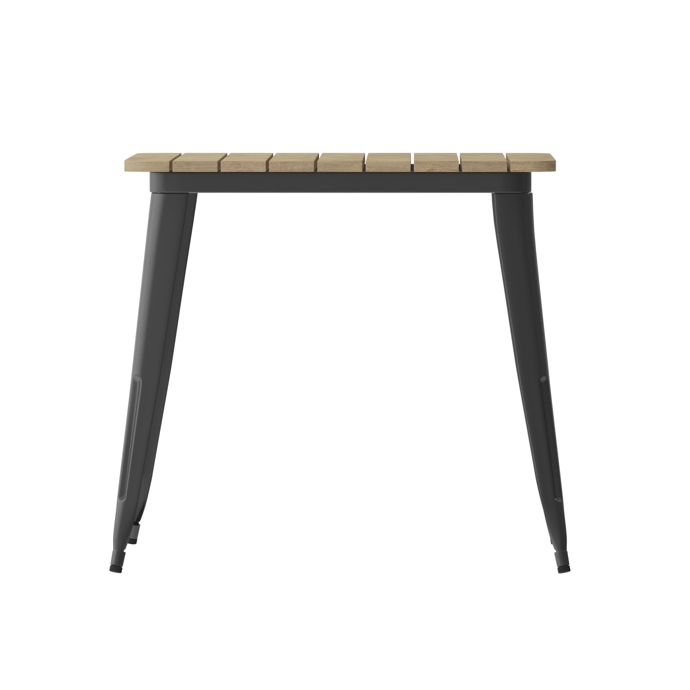 Flash Furniture Declan Commercial Grade Indoor/Outdoor Dining Table, 31.5" Square All Weather Brown Poly Resin Top with Black Steel Base
