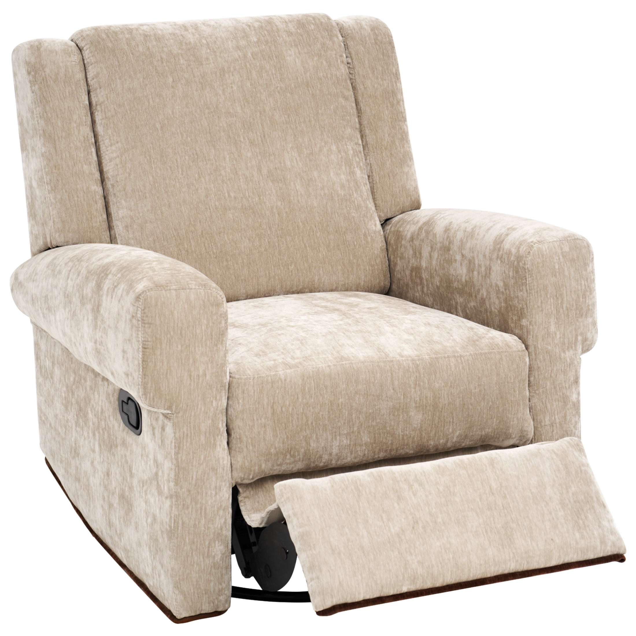 Christopher Knight Home Manual Nursery Recliner, 360° Swivel Rocker Sofa Chair in Chenille Fabric, Brown