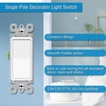 thumbnail image 6 of Double Single Pole Switch,GREENCYCLE 15Amp Paddle Rocker Light Switch, 120-277V, Grounding Rocker Switch for Lamp, Commercial Grade, UL Listed, White（2 Pack）, 6 of 13