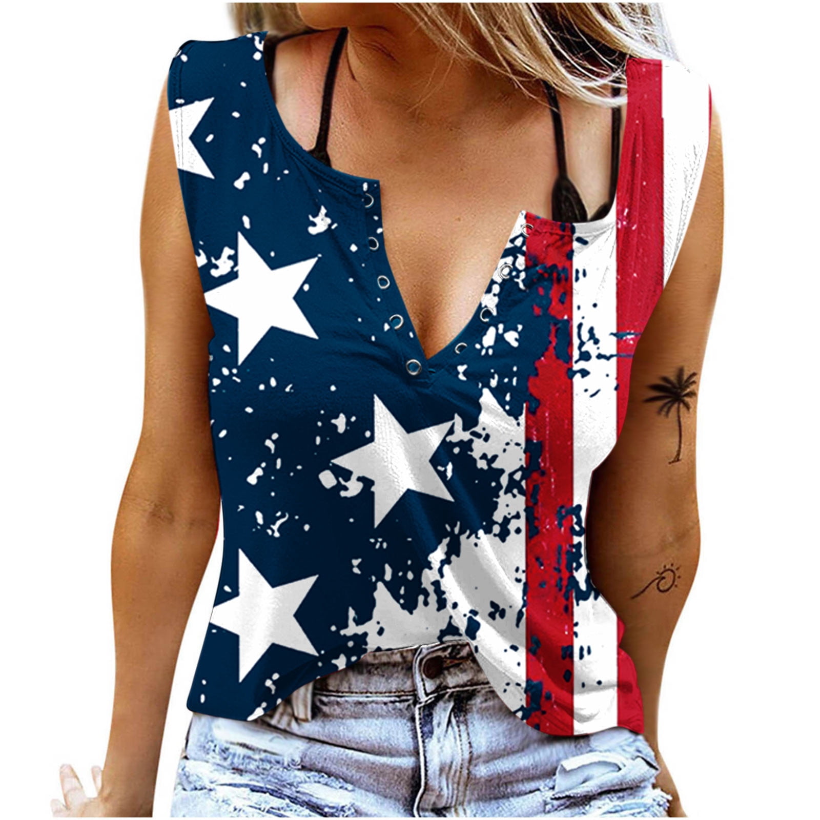 Odeerbi 4th of July Patriotic Cropped Tops for Women Independence Day ...