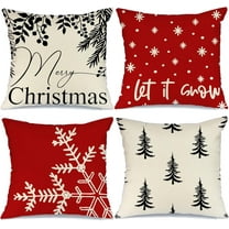 Christmas Pillow Covers 18x18 Set of 4 for Christmas Decorations Let it Snow Christmas Tree Christmas Pillows Hello Winter Holiday Throw Pillows Christmas Farmhouse Decor for Couch
