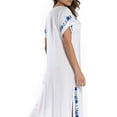 thumbnail image 2 of Women Embroidery Short Sleeve Bikini Swimsuit Cover Up Side Split Beach Dress, 2 of 3