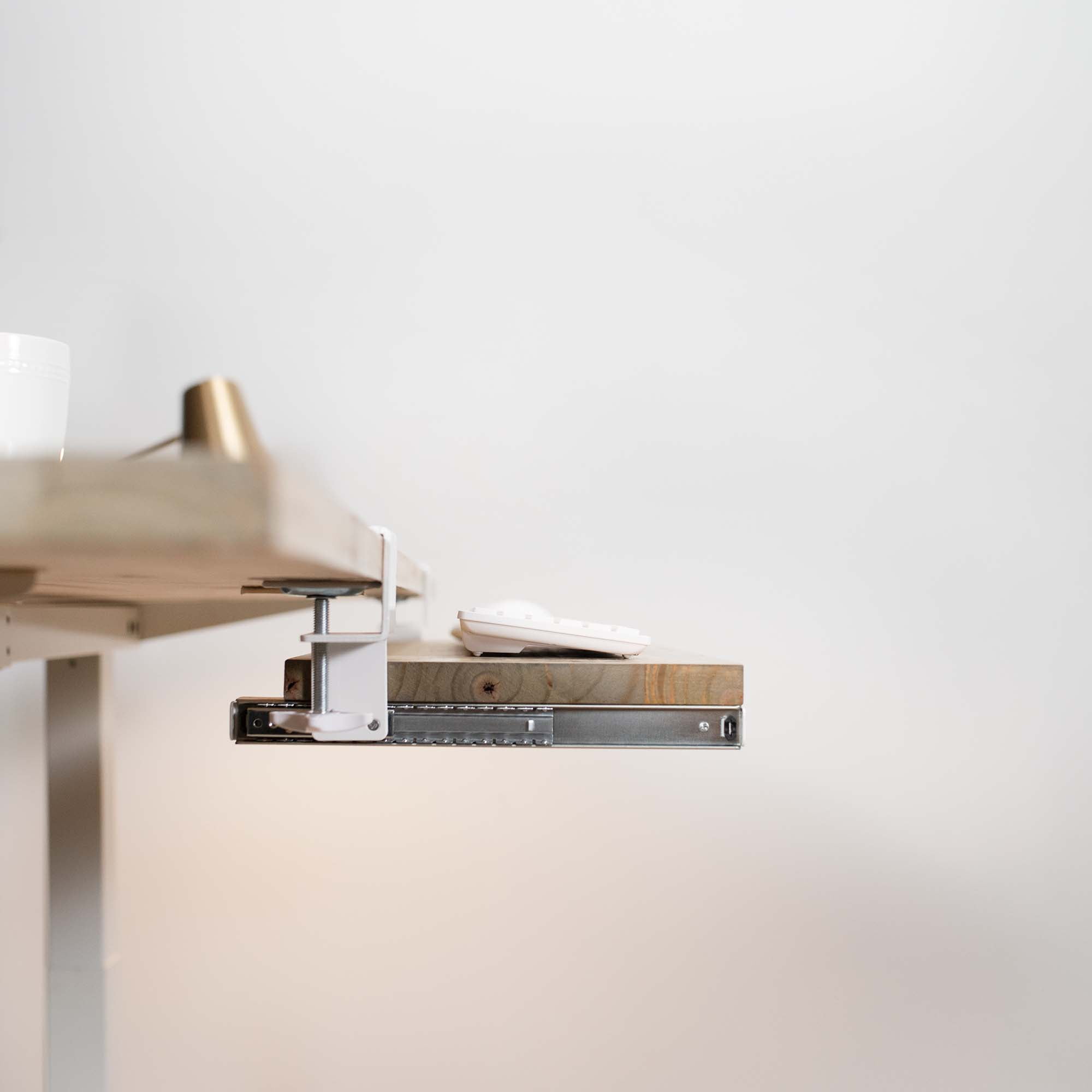 VIVO White Extra Sturdy Clamps & Rails for Custom Wood Keyboard Tray - Pack of 2