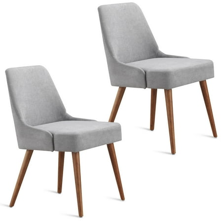 Vintage Upholstered Chairs Gymax Set of 2 Dining Chairs Modern Upholstered Tufted Wood Legs Living Room Furniture ()