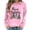 Pink, variant on Oalirro Christmas Sweatshirts for Women Long Sleeve Graphic Dressy Womens Shirts Merry Christmas Print Black Round Neck Top, L