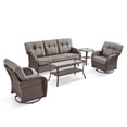 thumbnail image 5 of PARKWELL 5 Pieces Patio Furniture Set with Swivel Chairs, 5-Seat All-Weather Wicker Conversation Set with Rattan Rocking Chair, Coffee Table and 5" Thick Cushion for Porch Deck, Brown/Gray, 5 of 10