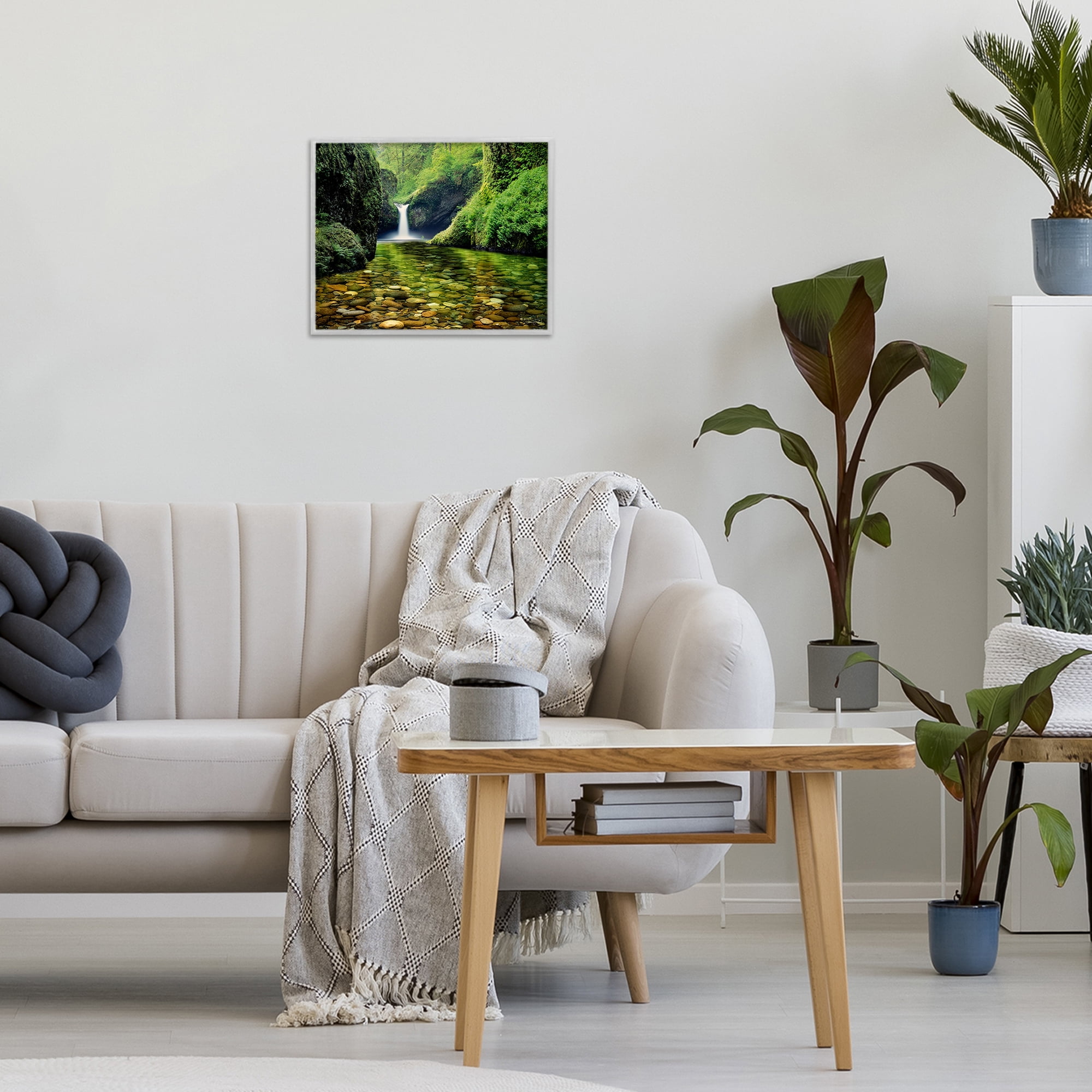 Stupell Industries Punchbowl Falls in Emerald Forest Gray Framed Giclee Art, design by Dennis Frates