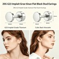 thumbnail image 5 of DESIGNICE Implant Grade Titanium Flat Back Stud Earrings for Women Men, Gold/White Gold Plated Tragus Labret Cartilage F136 Piercing Jewelry for Sensitive Ears, with 4-6mm Cubic Zirconia, 5 of 6