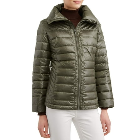 Women's Down Blend Quilted Jacket with Convertible (Best Down Jacket Women's)