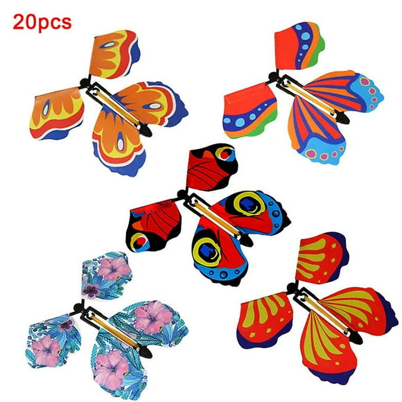 20pcs/set Magic Fairy Flying Butterfly Rubber Band Powered Wind Up Butterfly Toy for surprise gift or party playing Christmas