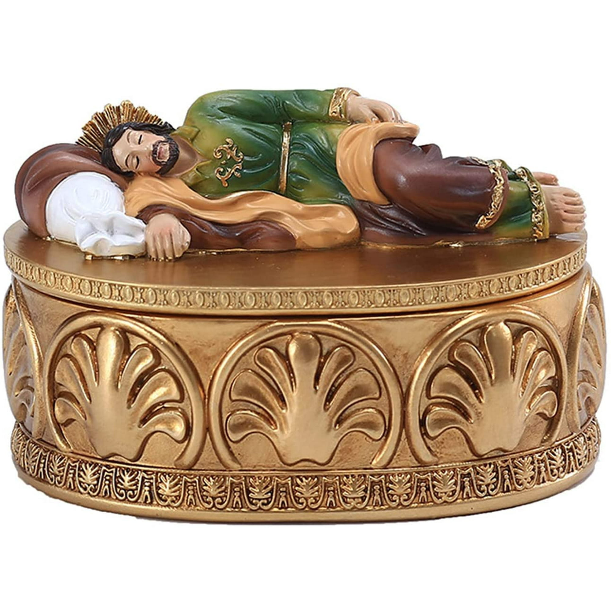 Statue de Saint Joseph endormi avec socle d'étagère, figurine