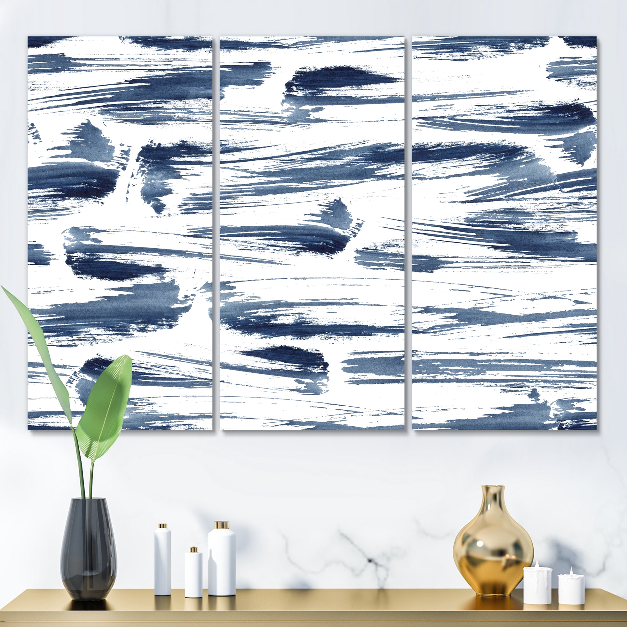 Designart ' Blue Abstract Aquatic Texture ' Modern Canvas Wall Art Print