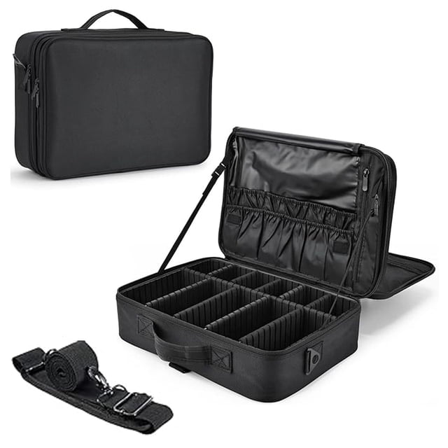 Bolsa Grande de Maquillaje Profesional Impermeable, Organizador de Cosméticos con Divisores Ajustables Bolsa de Viaje Portátil para Herramientas de Belleza y Accesorios de MaquillajeProfesional