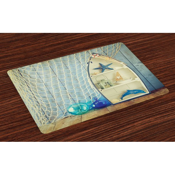 Nautical Placemats Set of 4 Nautical Boat Standing against the Wall
