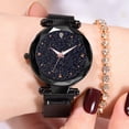 thumbnail image 4 of Reloj de pulsera magnético de aleación de cuarzo de moda para niños y niñas casuales - Reloj de cielo nocturno estrellado de edición negra, 4 of 5