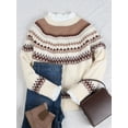 thumbnail image 3 of Fair Isle Sweaters Cardigans for Women Round Neck Fall Sweater Loose Casual Button Down Long Sleeve Open Front Knit Christmas Sweater Alsol Lamesa, 3 of 6