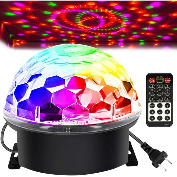 Memzuoix Disco Ball Party Lights Lampe stroboscopique avec 6 couleurs  activées par le son, grande taille Magic Stage Party Light avec télécommande,  décorations d'Halloween Bar Wedding Home Club 