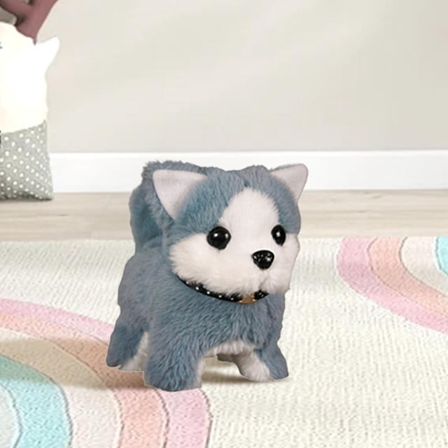 El animal relleno de cachorros de lujos de lujo puede caminar y hacer que el sonido sea realista compañero de peluche Pet para cumpleaños Azul