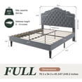 thumbnail image 5 of Amolife Full Bed Frame with Adjustable Crown-Shaped Headboard, Upholstered Platform Bed, No Box Spring Required, Gray, 5 of 14