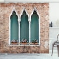 thumbnail image 1 of Ambesonne Venice Shower Curtain, Gothic Windows, 69"Wx84"L, Pale Brown White Blue, 1 of 3