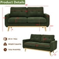 thumbnail image 2 of Aukfa 68" Small Sofa Couch Comfy Mid Century Modern Loveseat Sofa for Living Room Bedroom, Green, 2 of 10