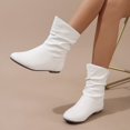 thumbnail image 5 of NOKIO Flat B𝗈𝗈𝑡𝑠 for Women Comfortable S𝗅ip On B𝗈𝗈𝑡𝑠 Fall Winter Fashion Round Toe Booties Casual Pull On Shoes Lightweight Mid Calf Booties for Casual Daily Walking, 5 of 9