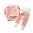 thumbnail image 5 of KYAIGUO Kids Toddlers Boys Girls 2Pcs Thermal Underwear Set Autumn Winter Baby Plush Thickening High Waist Belly Protection Loungewear Set 4M-4Y Newborn Sleepwear Sets Kid Jammies Set Clothing, 5 of 5