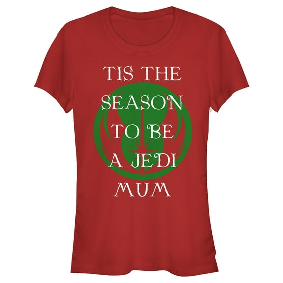 Junior's Star Wars Christmas Jedi Mum Graphic Tee Red Small