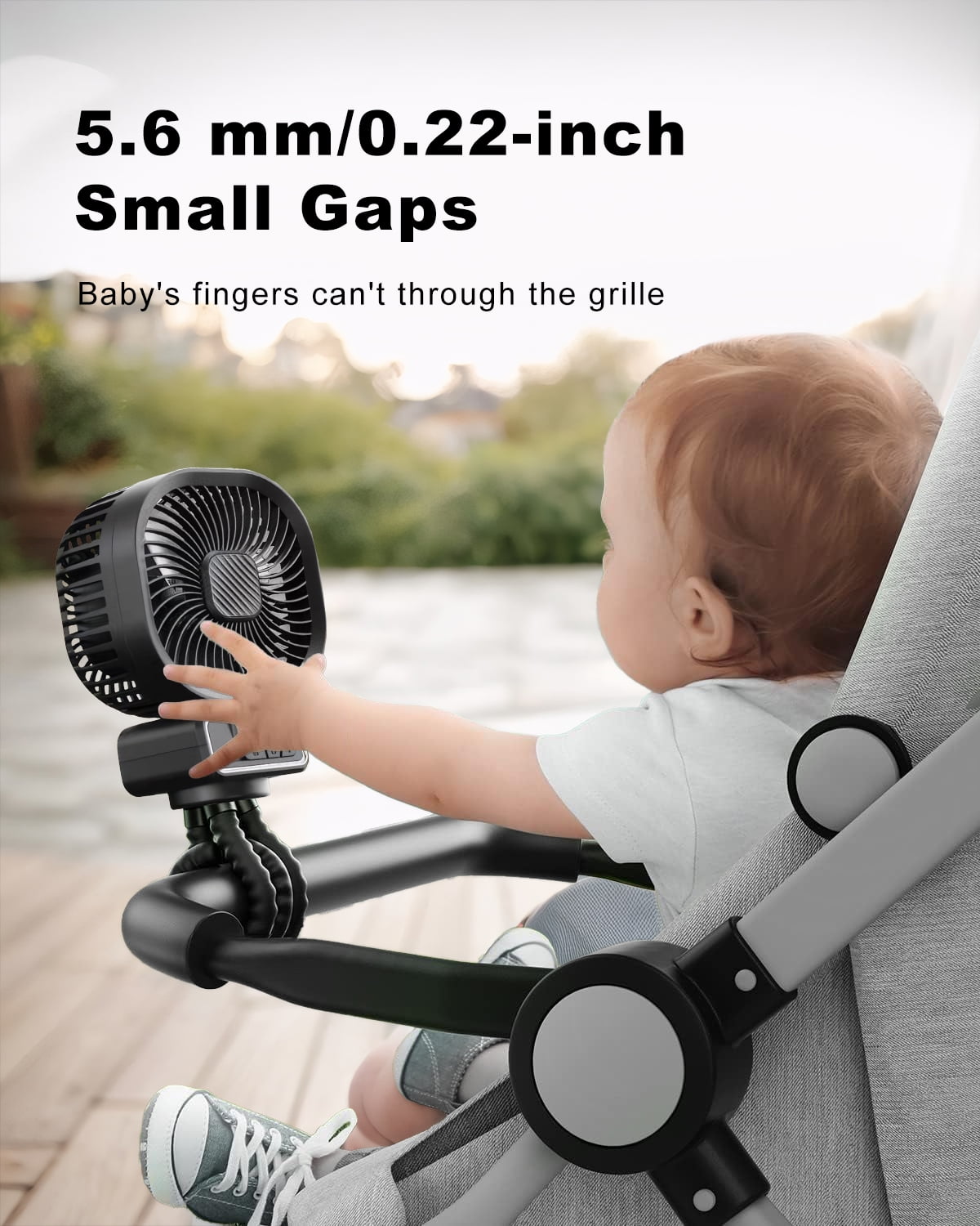 Inadays Inadays Fortable Fan Stroller Fan Desk Oscillating Fan Battery Operated Rechargable 5000 mAh Table Mini Small Fan Adjustable 3 Speeds with Light
