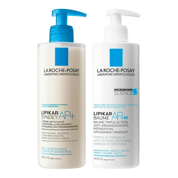 La Roche-Posay Lipikar Anti-Itch Body Wash & AP+M Body Lotion BUNDLE for Dry to Eczema-Prone Skin. Formulated with Shea Butter. Fragrance-Free & Suitable for Sensitive Skin.