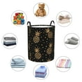 thumbnail image 4 of Sikiie Gold Glitter Pineapples Print Round Dirty Clothes Basket, Waterproof Standing Foldable Storage Basket, for Laundry Room, Bedroom, Bathroom Storage-Small, 4 of 6