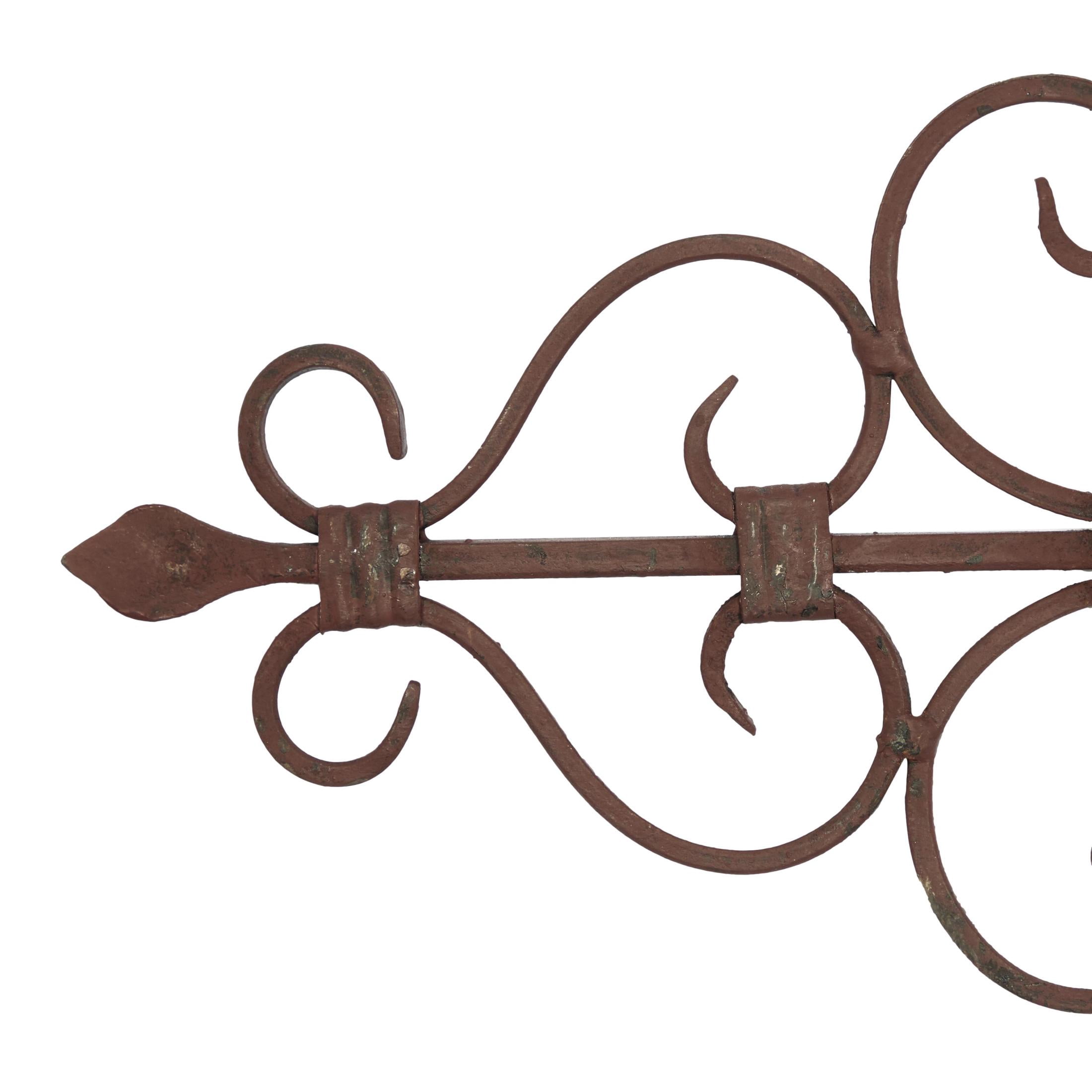 DecMode Brown Metal Long Slim Scroll Wall Decor