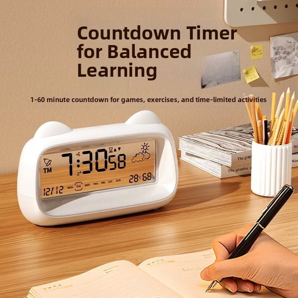 Transparent Lcd Digital Alarm Clock With Calendar Timer Temperature Humidity
