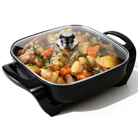 Electric Skillet with Non-Stick Coating, 25-Cup (6L) Large Capacity, Adjustable Temp Control for Frying, Boiling & Family Cooking