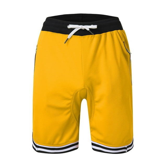 Wyzesi Running Shorts Men Yellow Fashionable Men'S Elastic Rope Stretch Mesh Pocket Casual Plain Sports Shorts