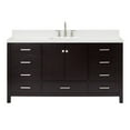 thumbnail image 2 of ARIEL 67" Espresso Single Bathroom Vanity with 1.5" Edge Pure White Quartz Countertop & Splash, Rectangular Sink, 2 Soft Closing Doors, 9 Full Extension Dovetail Drawers, Brushed Nickel, 2 of 8