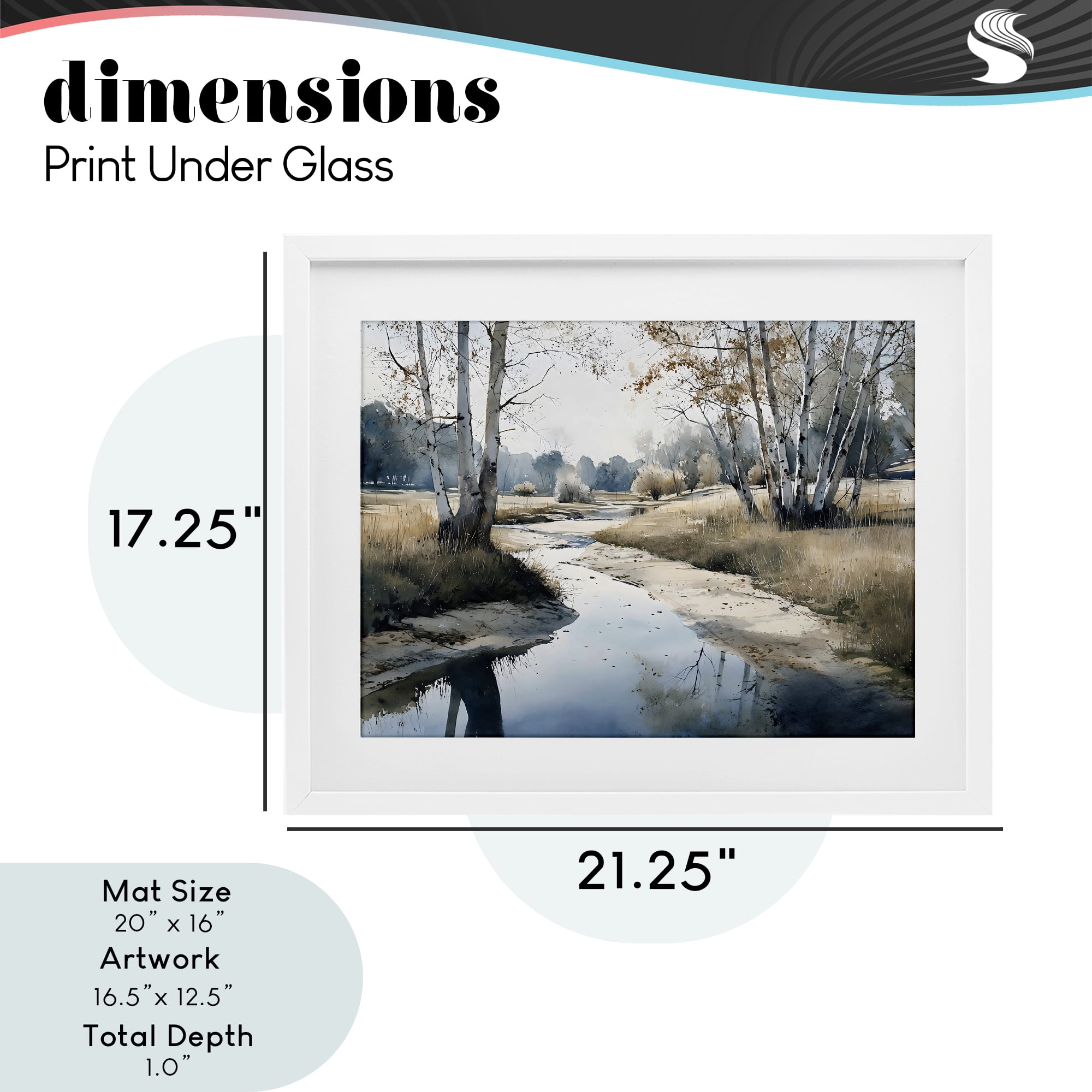 Stupell Industries Birch Tree Creek in Autumn White Framed Print Under Glass, design by Franklyn Gregory