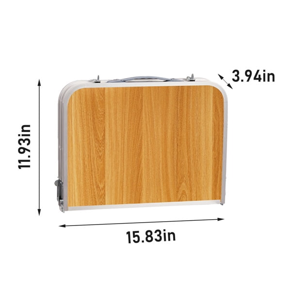 Wooden Pattern Folding Camping Table with 3 Height Settings & Mesh Storage Shelf, 110lb Capacity Portable Table for Outdoor Dining & Activities