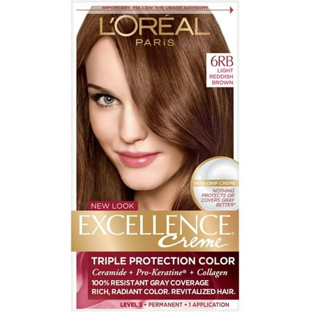 L'Oreal Excellence Creme Triple Protection Hair Color, Light Reddish Brown (Warmer) [6RB] 1