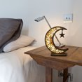 thumbnail image 3 of Lámpara de mesa de estrella media luna Hueca tallada luz de noche decorativa para ornamento de escritorio, 3 of 9