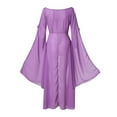 thumbnail image 3 of SnnmBlm Renaissance Dress Women Sexy Off The Shoulder Halloween Dress Medieval Costume Long Over Dress Fairy Dresses Purple 5XL, 3 of 7