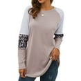 thumbnail image 4 of Nlife Women Stripes Leopard Print Crew Neck Long Sleeve Top, 4 of 12