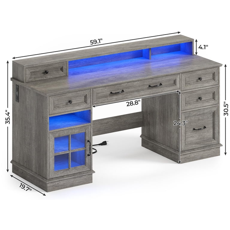 Afuhokles 59" Farmhouse Computer Desk with 5 Drawers photo 5