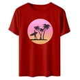 thumbnail image 4 of Western Shirts Casual Tee for Women 2024 Summer T Shirt Short Sleeve Crewneck Beach Tops Vintage Country Graphic Red XL, 4 of 4