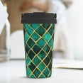 thumbnail image 6 of Fotbe Green Mosaic Glass Printed Insulated Travel Coffee Mug Spill Proof Leak Proof Stainless Steel Coffee Tumbler Reusable Coffee Cups with Lids Thermos, 6 of 8