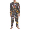 thumbnail image 3 of Hirioo Colorful Flowers with Butterfly for Men's Pajama Sets 2 Piece Pjs Men's Long-Sleeved Pajama Set Button Down Sleepwear,S-XXL-Small, 3 of 7